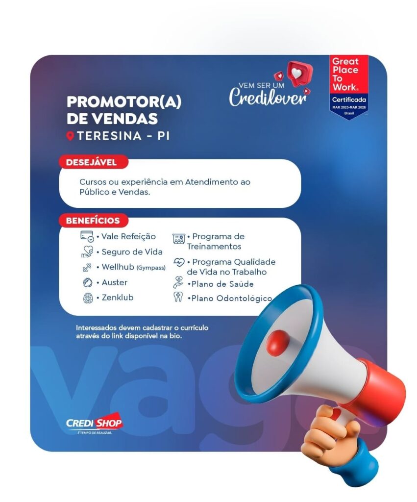 Vaga para Promotor(a) de Vendas