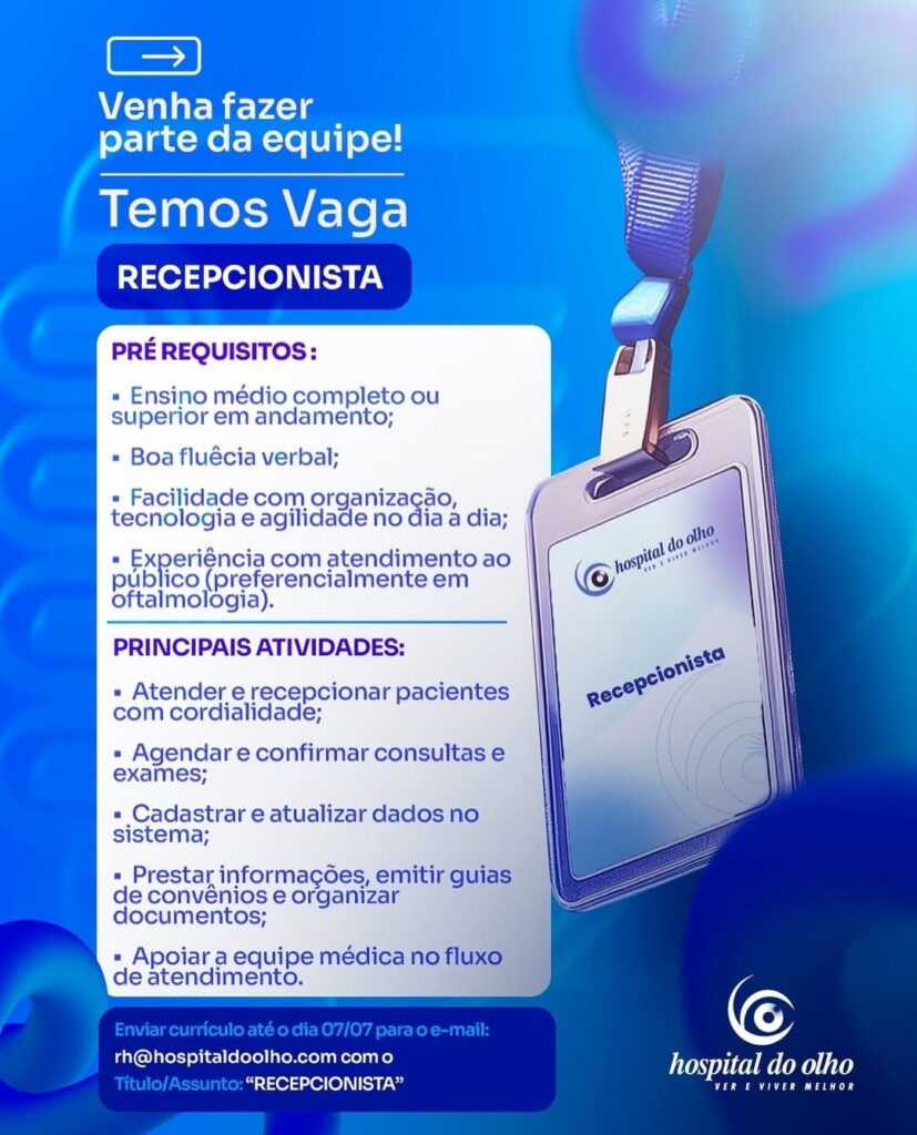 Vaga para Recepcionista