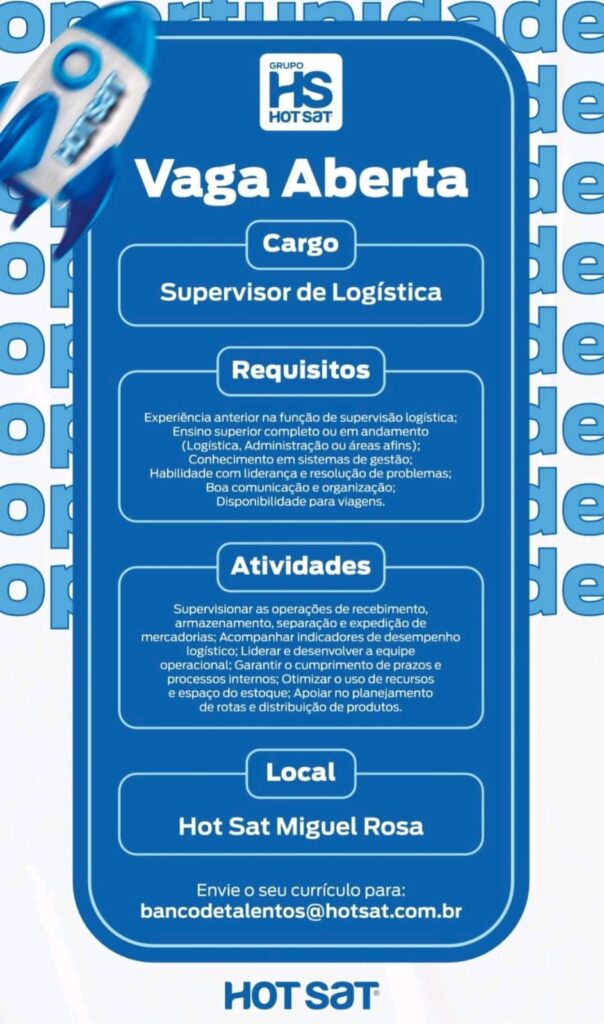 Vaga para Supervisor de Logística