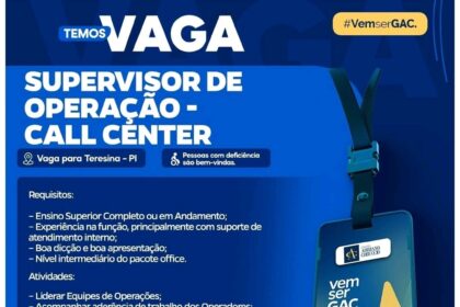 Vaga para Supervisor de Operação (Call Center)