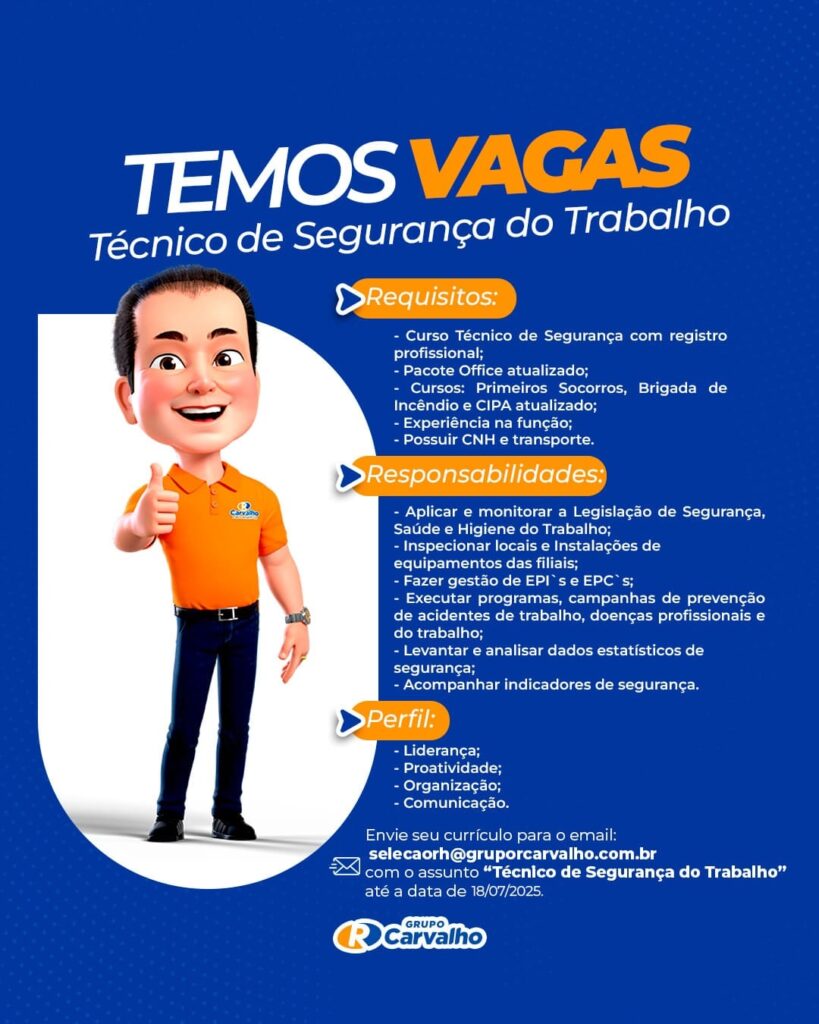 Vaga para Técnico em Segurança do Trabalho