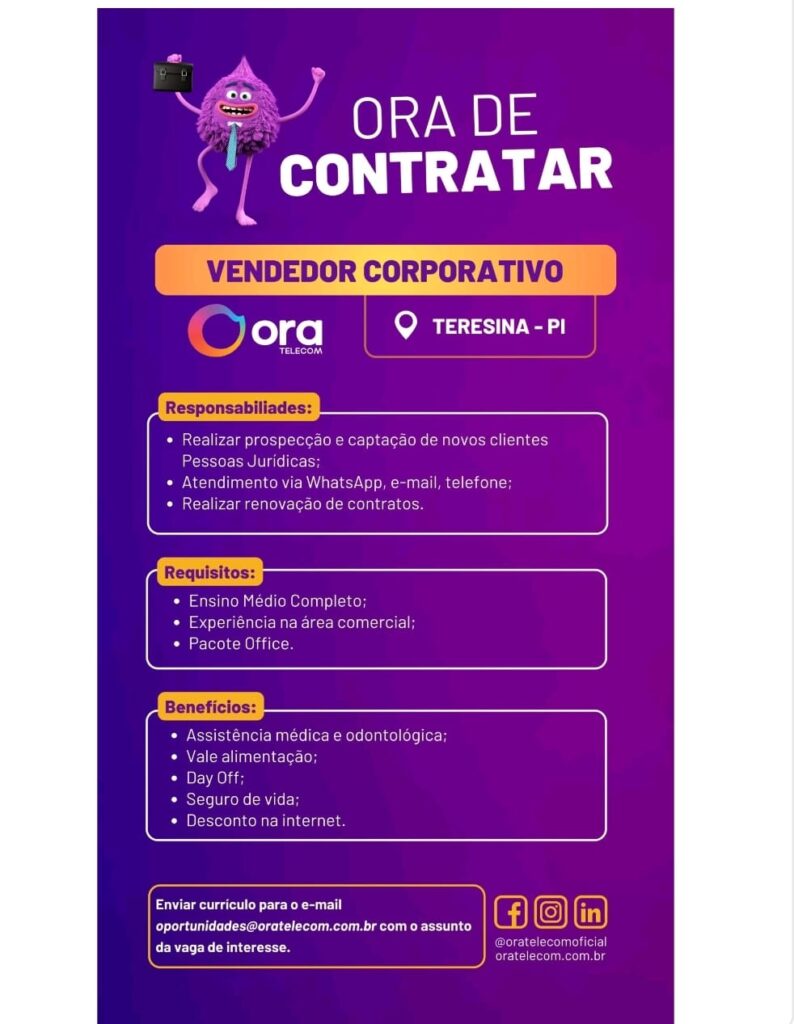 Vaga para Vendedor Corporativo