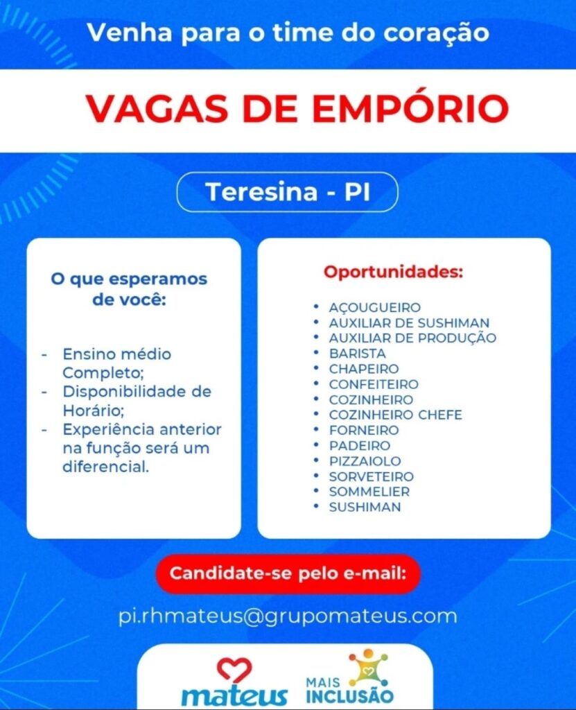 Vagas no Grupo Mateus