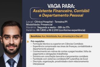 Vagas para Assistente Financeiro, Contábil e DP