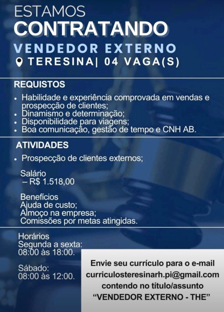 Vagas para Vendedor Externo