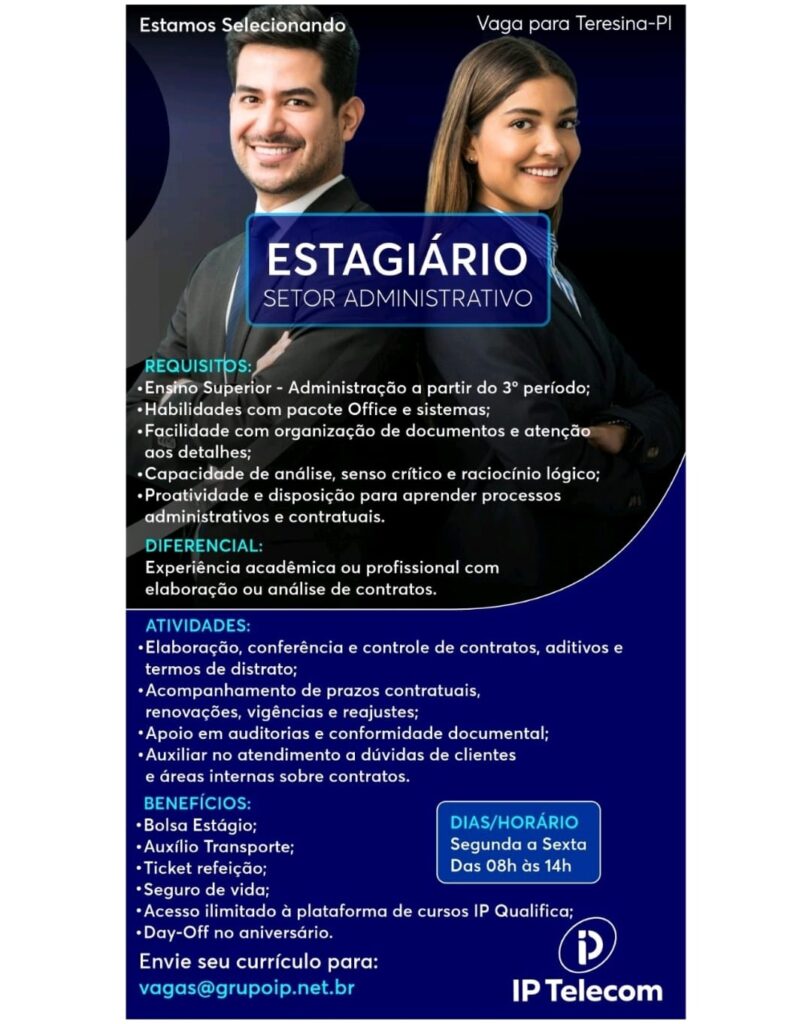 Vaga de Estágio para Administração