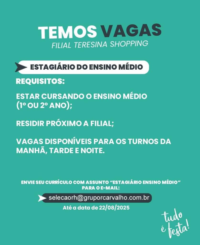 Vaga de Estágio para Ensino Médio
