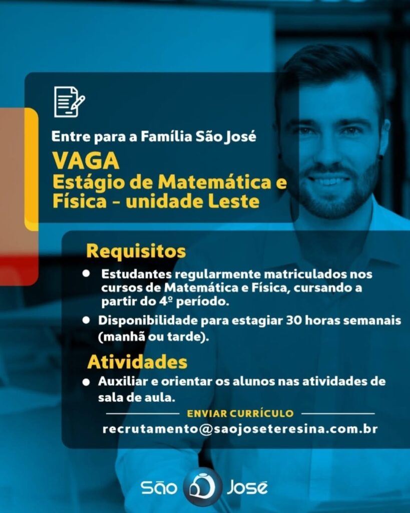 Vaga de Estágio para Matemática e Física
