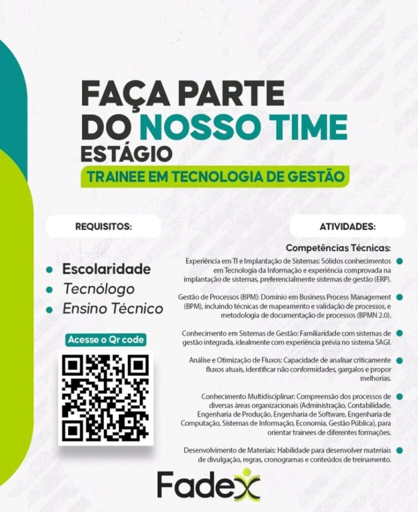 Vaga de Estágio para Trainee em Tecnologia de Gestão