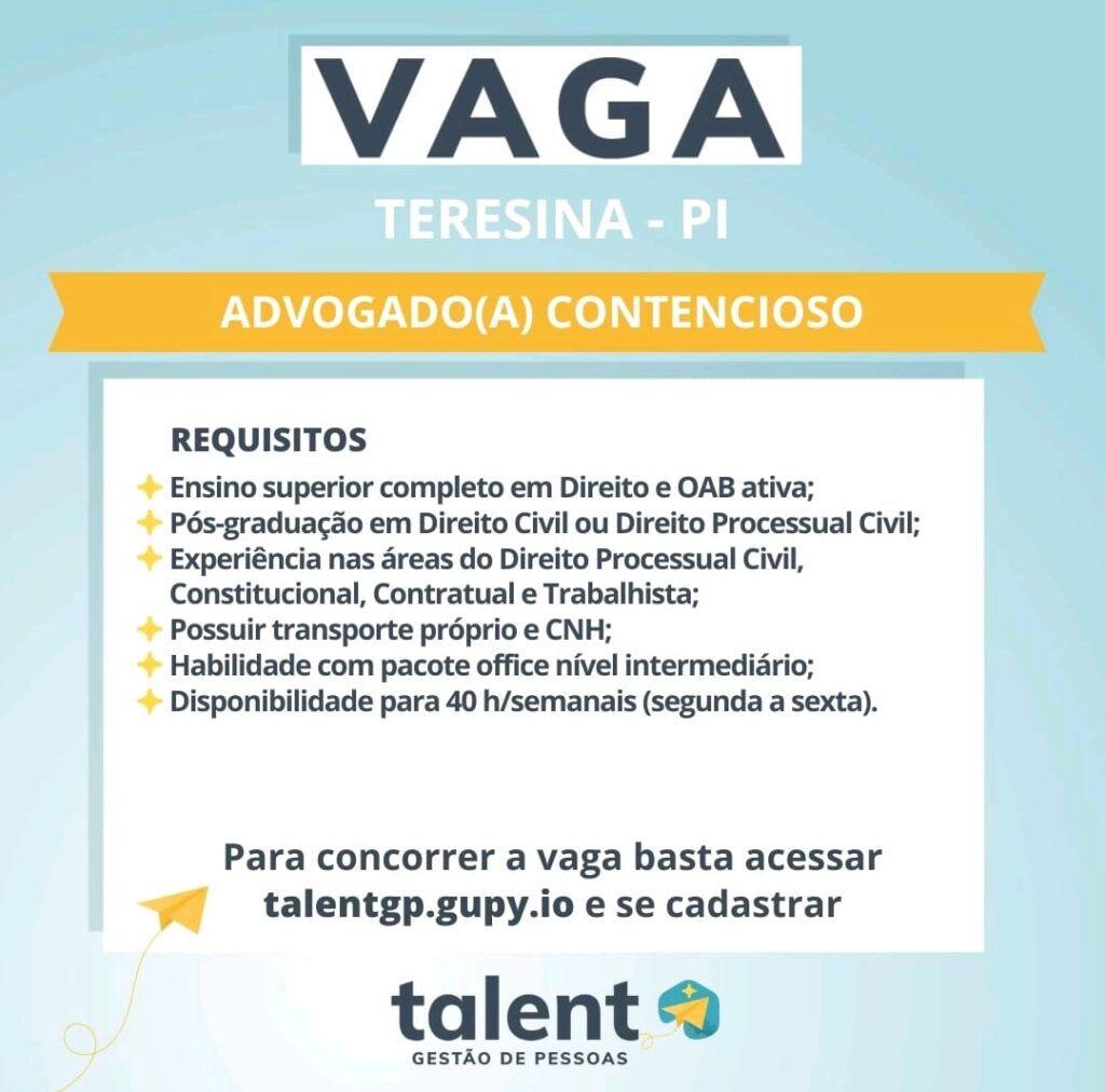 Vaga para Advogado(a) Contecioso