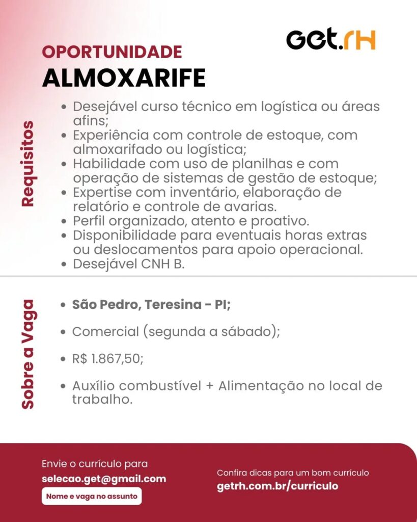 Vaga para Almoxarife