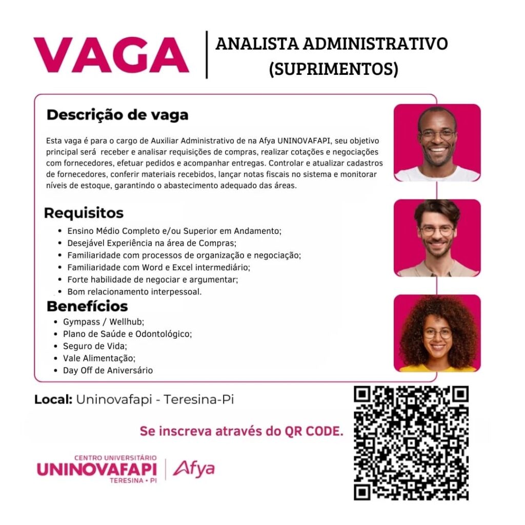 Vaga para Analista Administrativo