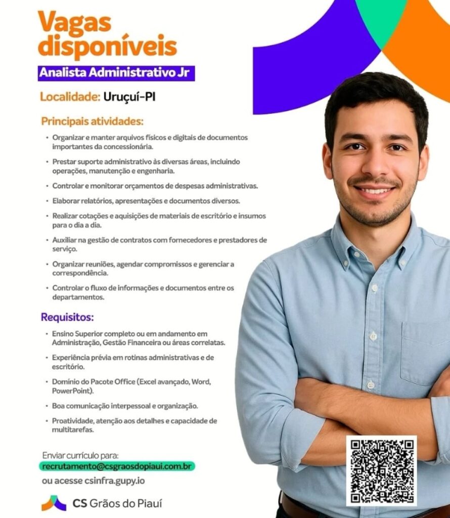 Vaga para Analista Administrativo JR