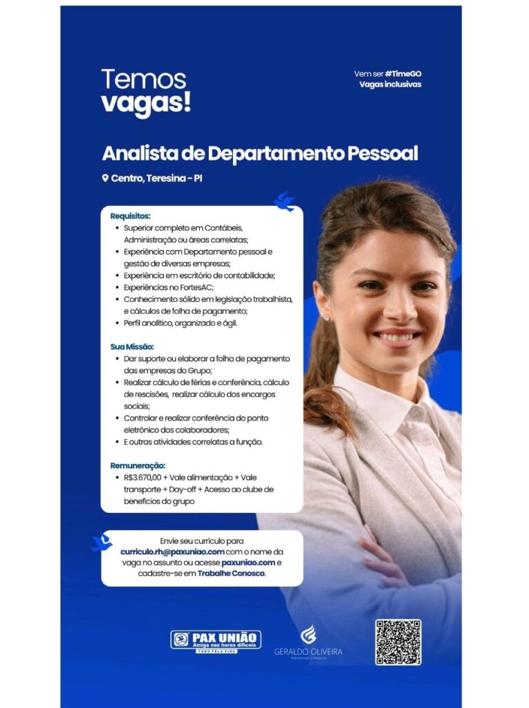 Vaga para Analista de DP
