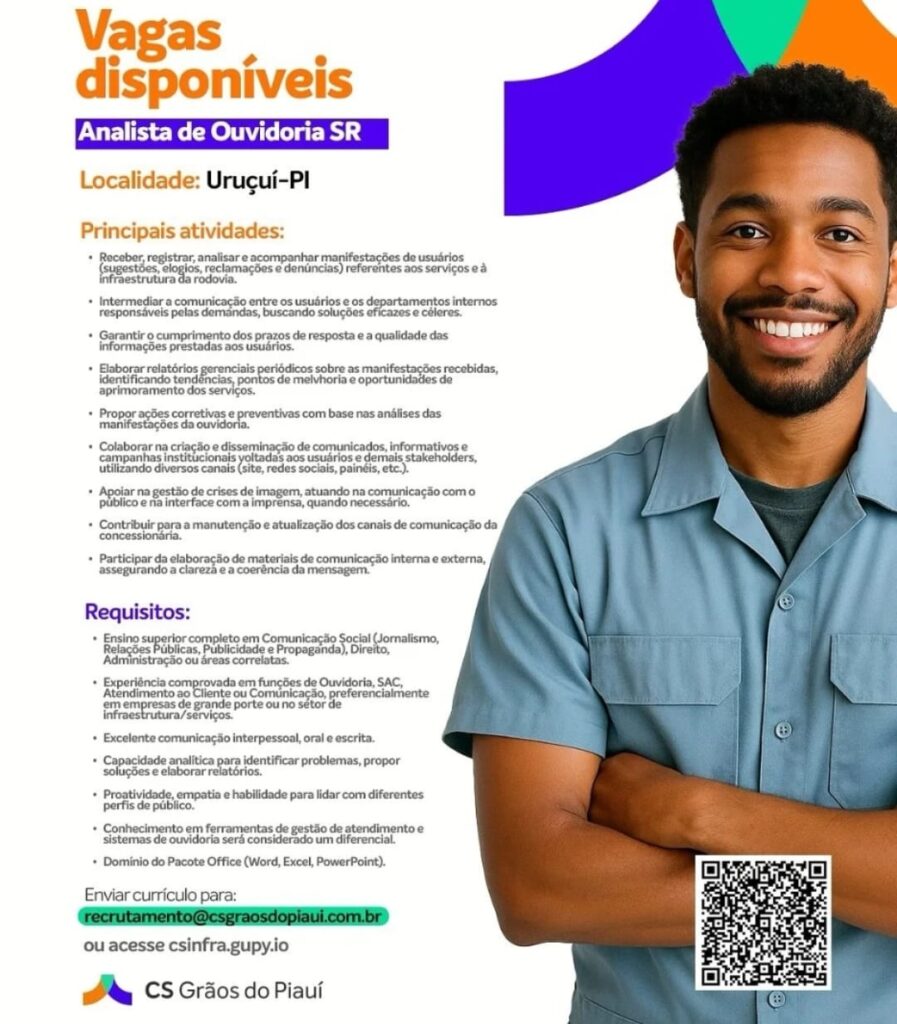Vaga para Analista de Ouvidoria SR