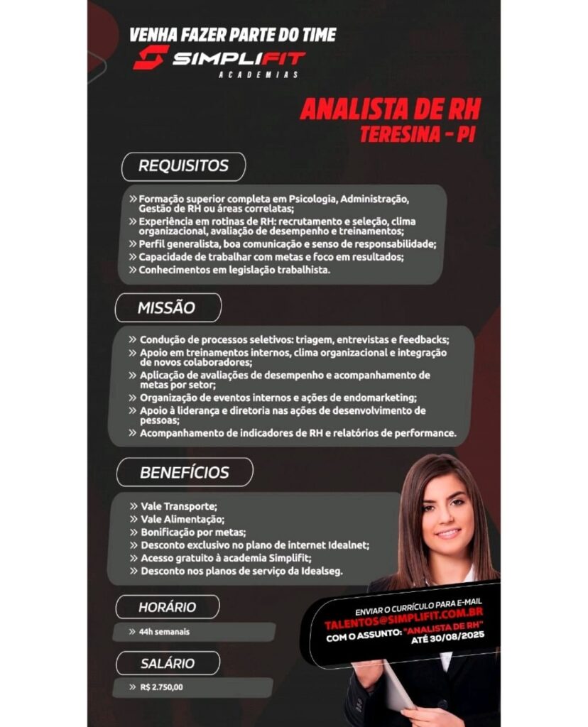 Vaga para Analista de RH