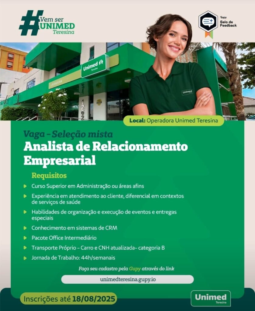 Vaga para Analista de Relacionamento Empresarial