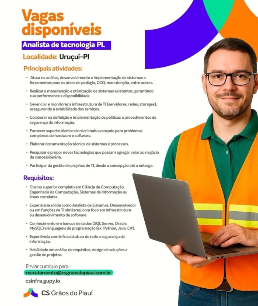 Vaga para Analista de Tecnologia PL