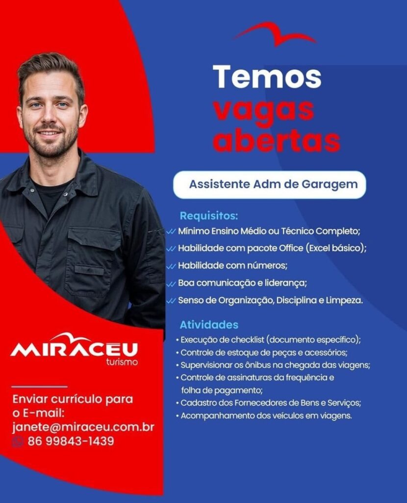 Vaga para Assistente Adm de Garagem