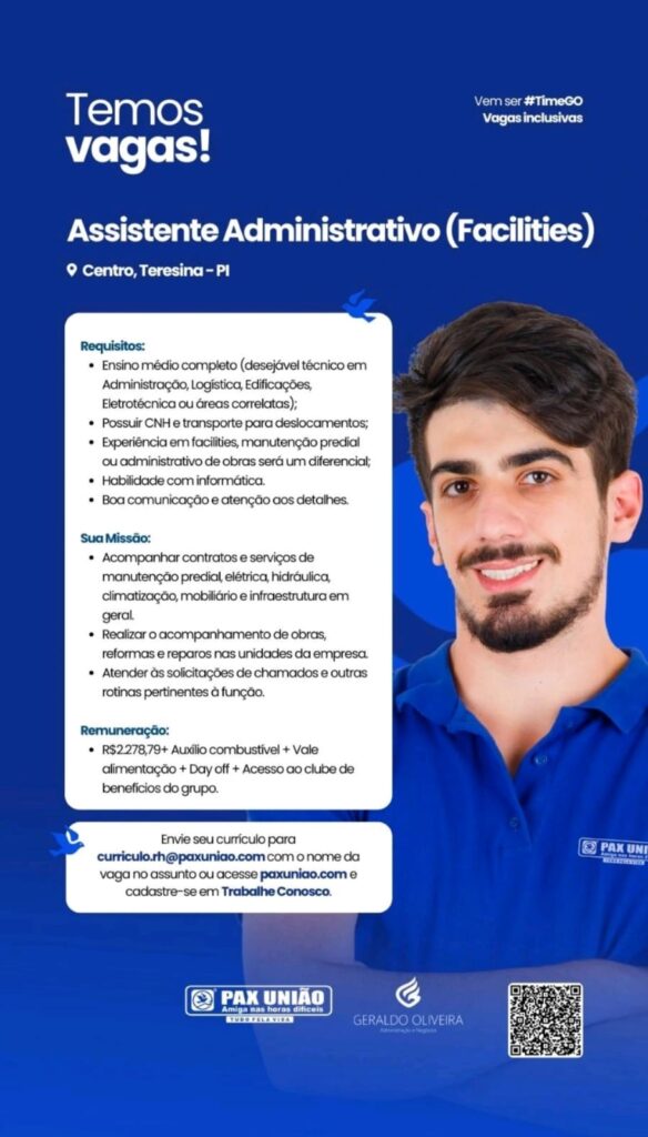 Vaga para Assistente Administrativo