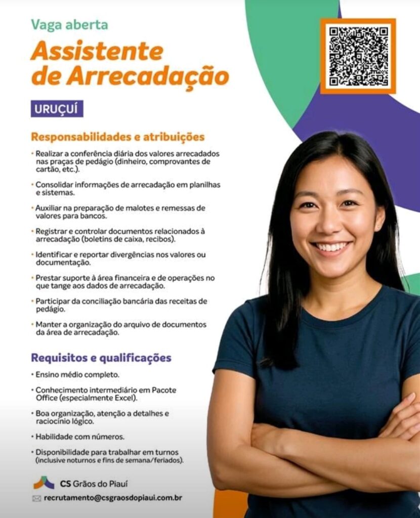 Vaga para Assistente de Arrecadação em Uruçuí
