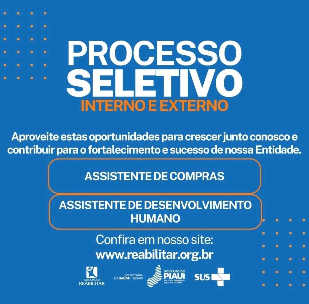 Vaga para Assistente de Compras e Assistente de Desenvolvimento Humano