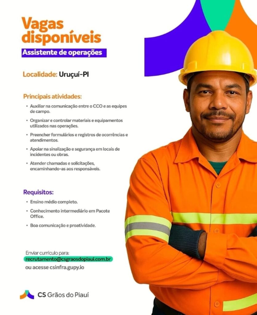 Vaga para Assistente de Operações