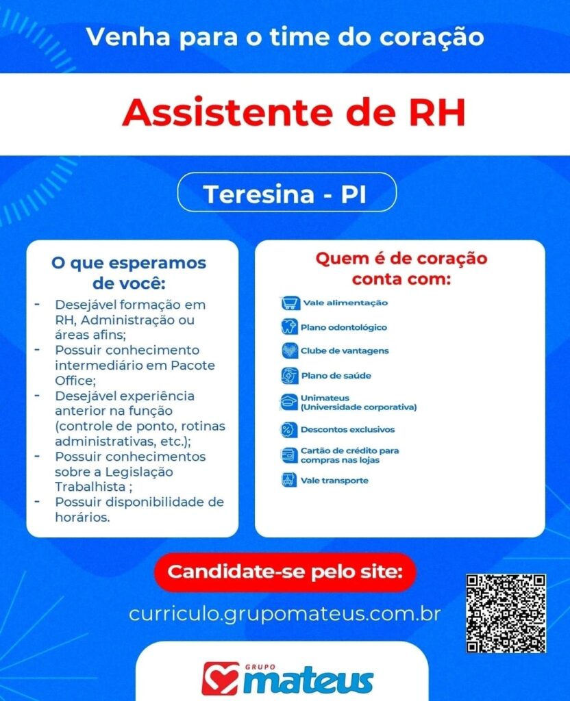 Vaga para Assistente de RH