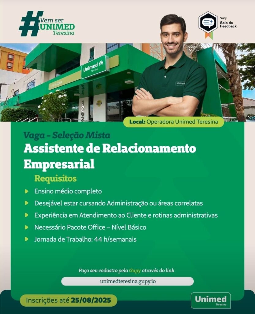 Vaga para Assistente de Relacionamento Empresarial