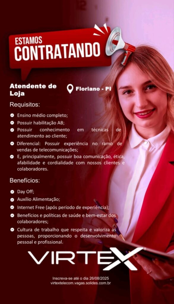 Vaga para Atendente de Loja