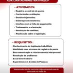Vaga para Auxiliar Adm/DP
