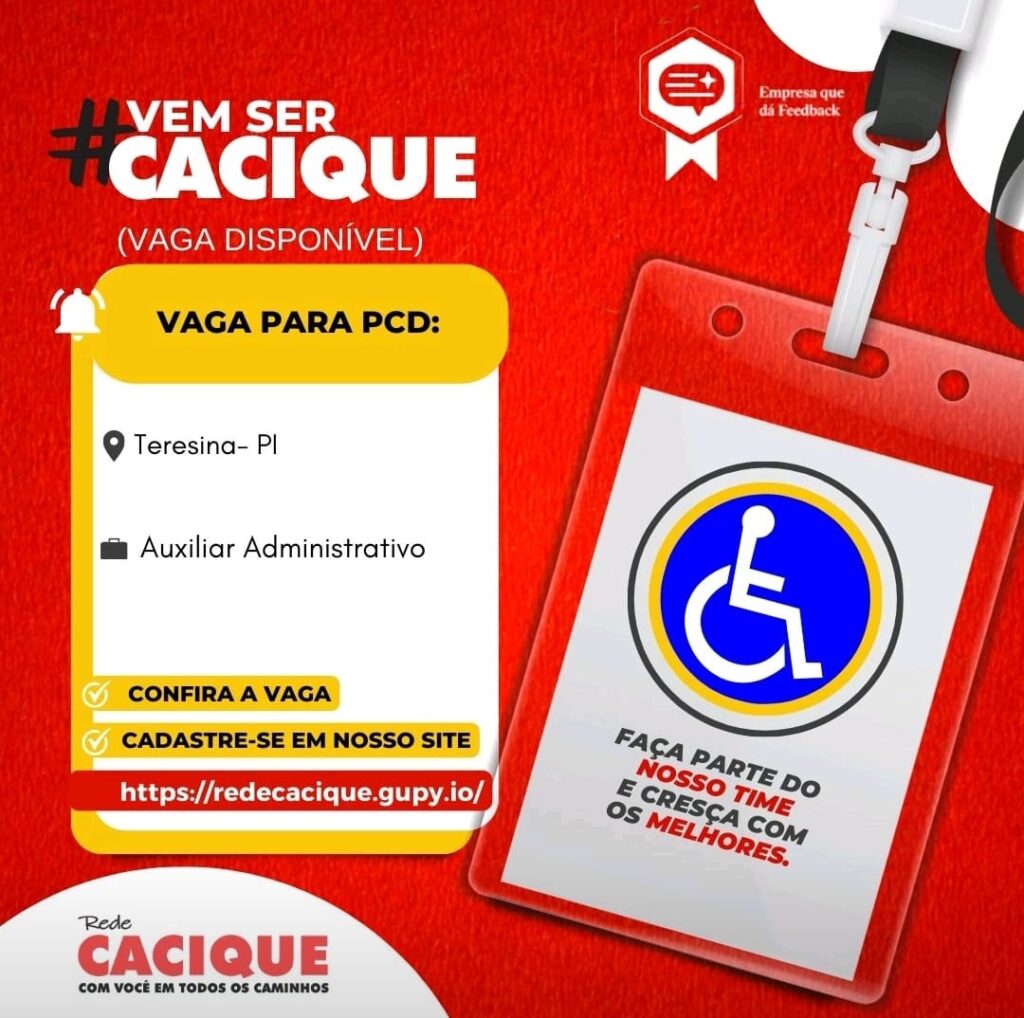 Vaga para Auxiliar Administrativo (PCD)