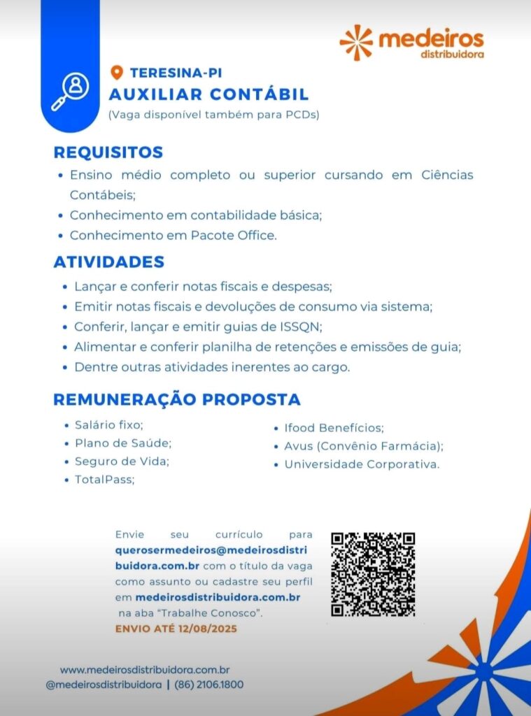 Vaga para Auxiliar Contábil