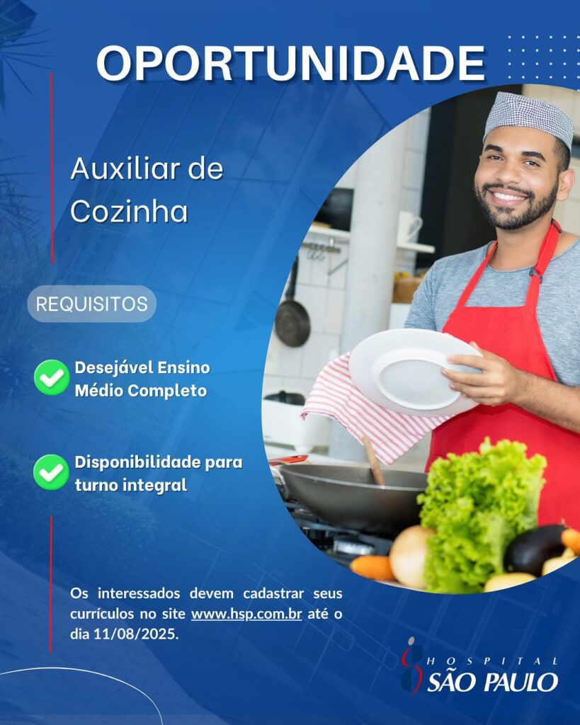 Vaga para Auxiliar de Cozinha