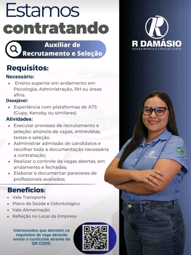Vaga para Auxiliar de Recrutamento e Seleção