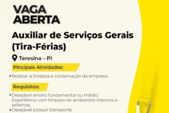Vaga para Auxiliar de Serviços Gerais
