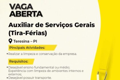 Vaga para Auxiliar de Serviços Gerais