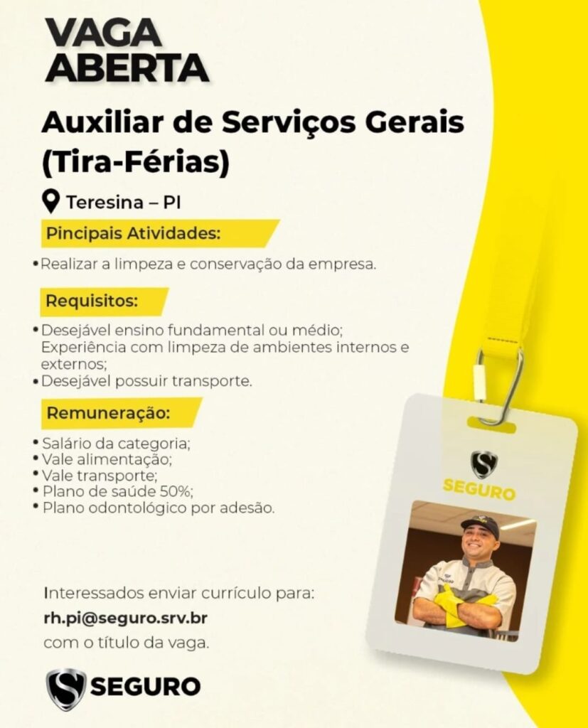 Vaga para Auxiliar de Serviços Gerais