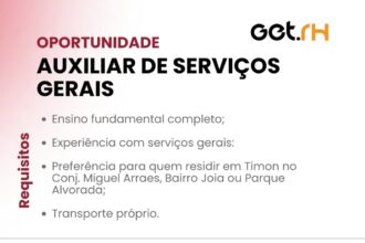 Vaga para Auxiliar de Serviços Gerais
