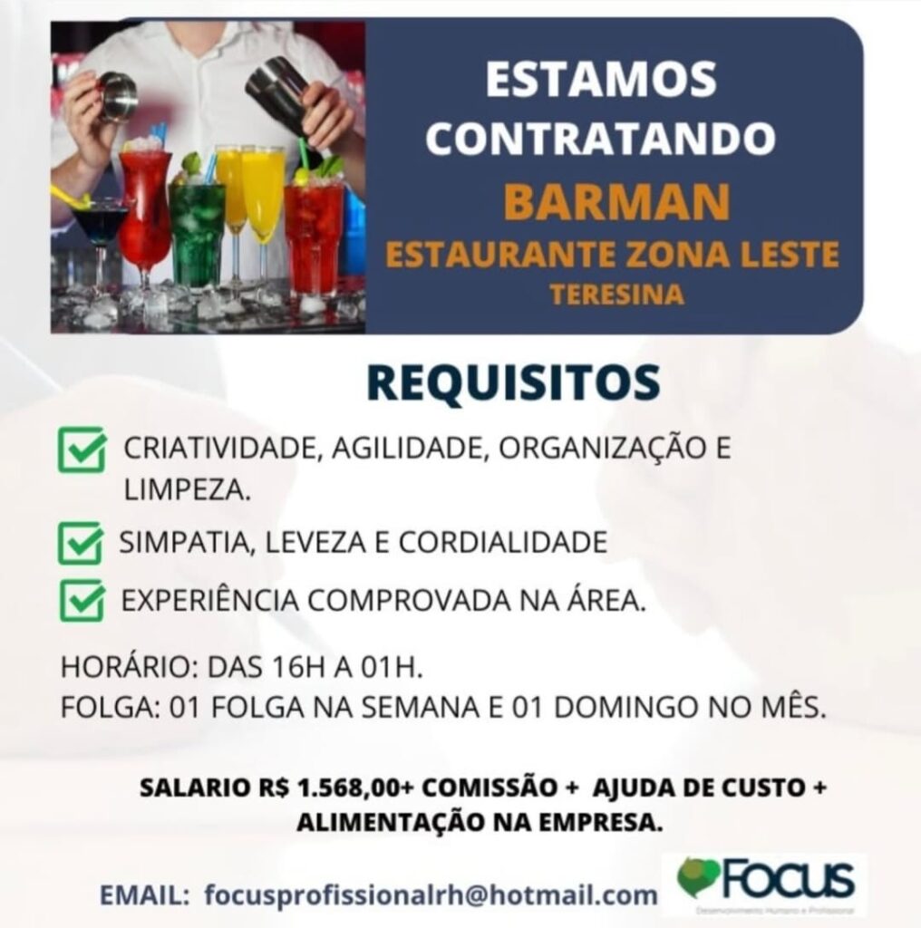 Vaga para Barman 