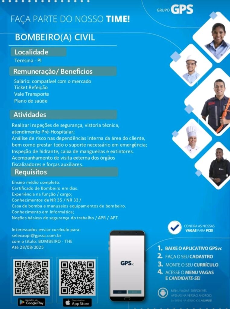 Vaga para Bombeiro(a) Civil