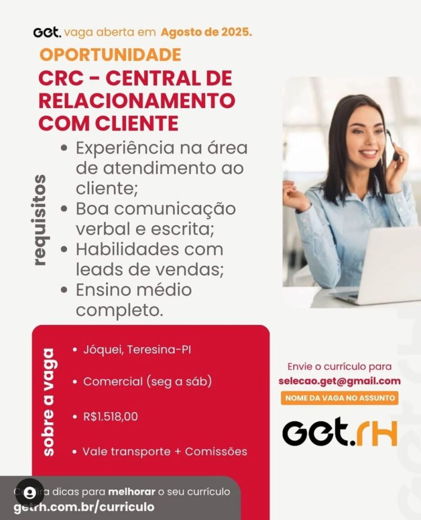Vaga para Central de Relacionamento com Cliente