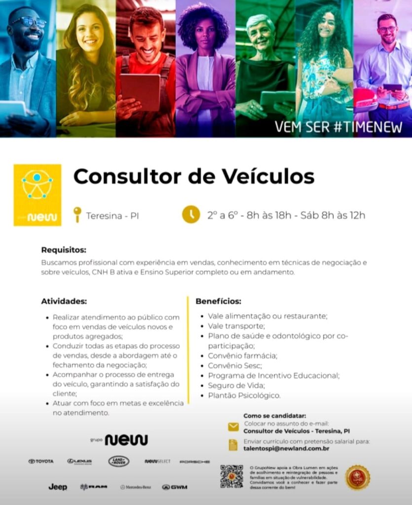 Vaga para Consultor de Veículos