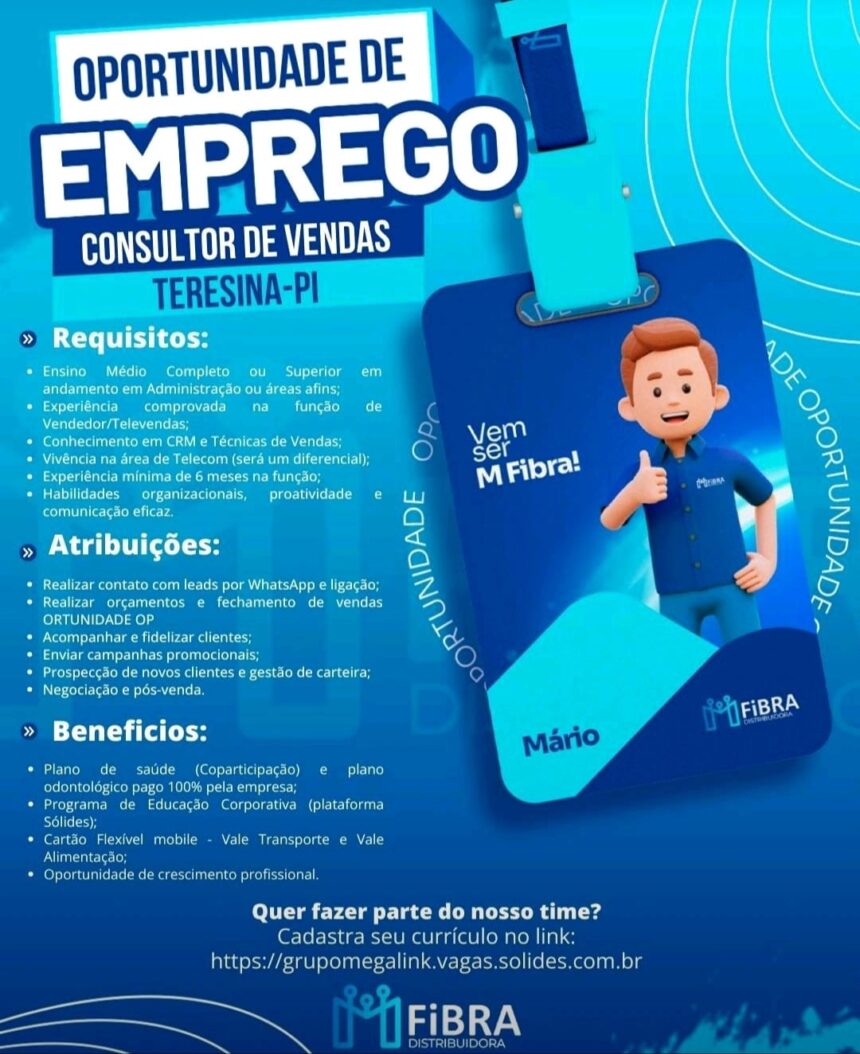 Vaga para Consultor de Vendas