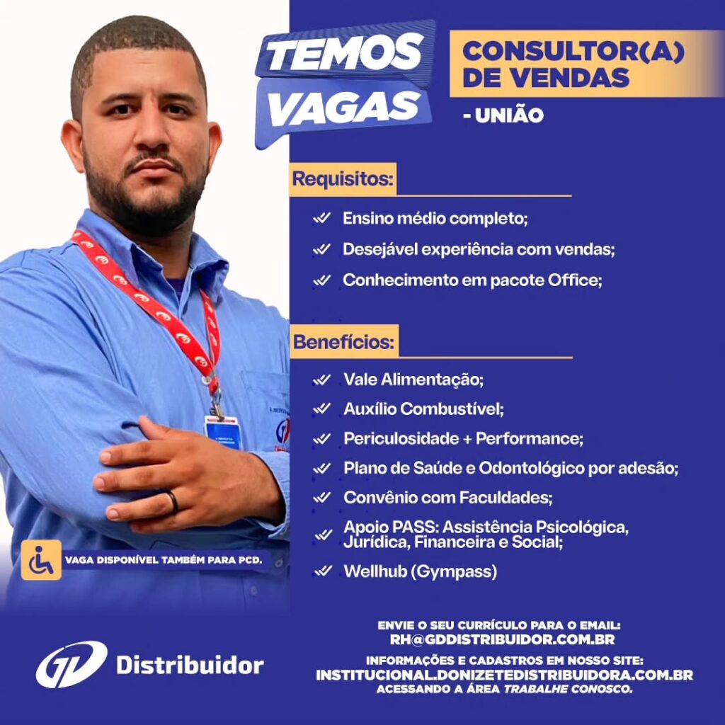 Vaga para Consultor(a) de Vendas em União