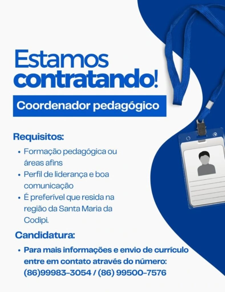 Vaga para Coordenador Pedagógico