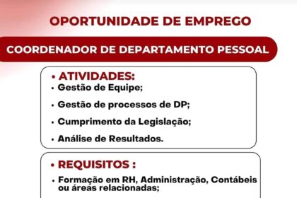Vaga para Coordenador de DP