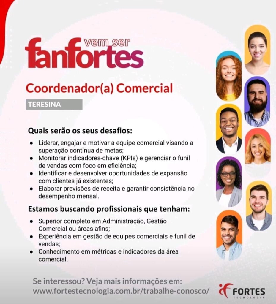 Vaga para Coordenador(a) Comercial