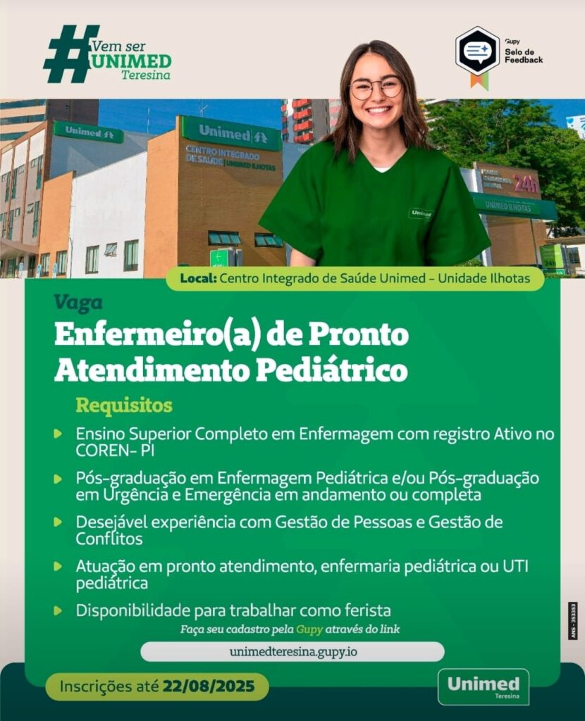 Vaga para Enfermeiro de Pronto Atendimento Pediátrico