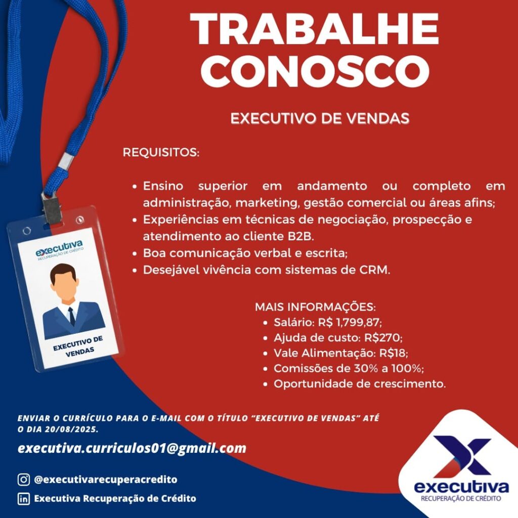 Vaga para Executivo de Vendas